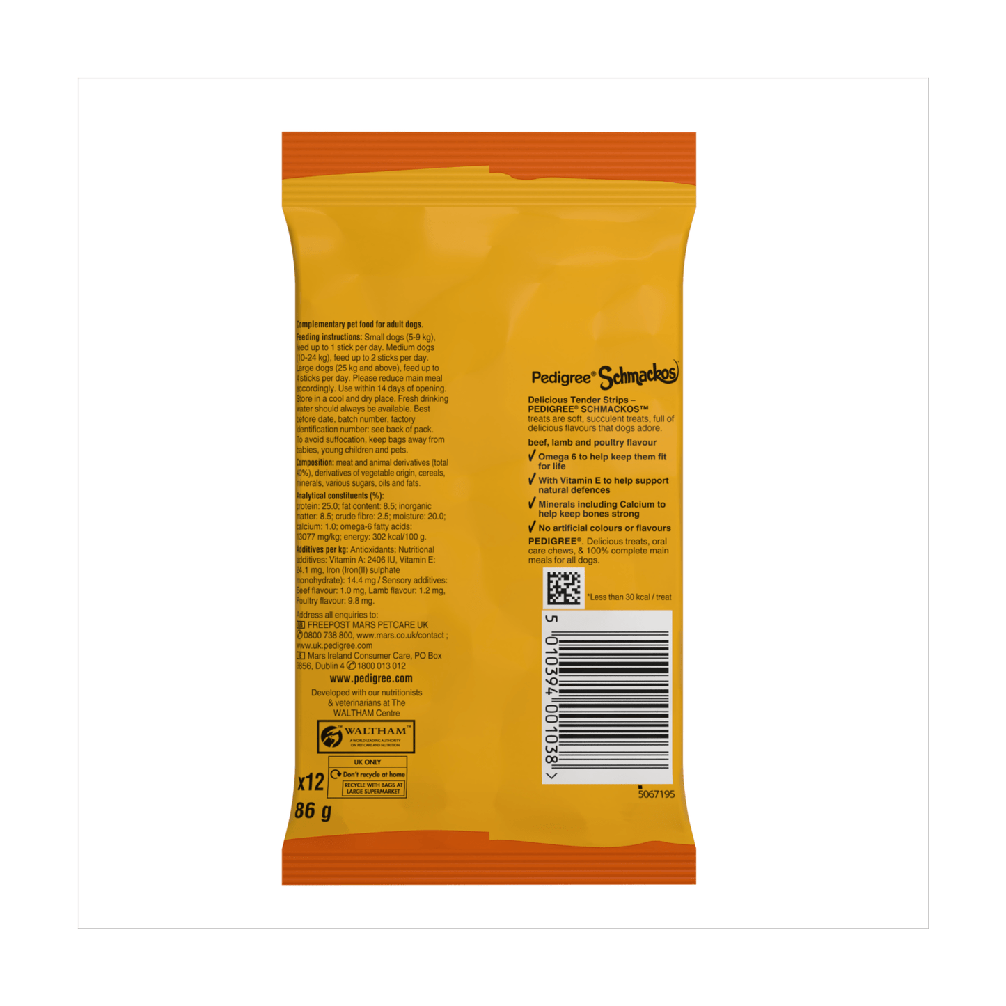 Pedigree Schmackos Adult Dog Treats Multi Mix 12 Strips 86g - UK Food & Drink - 5010394001038