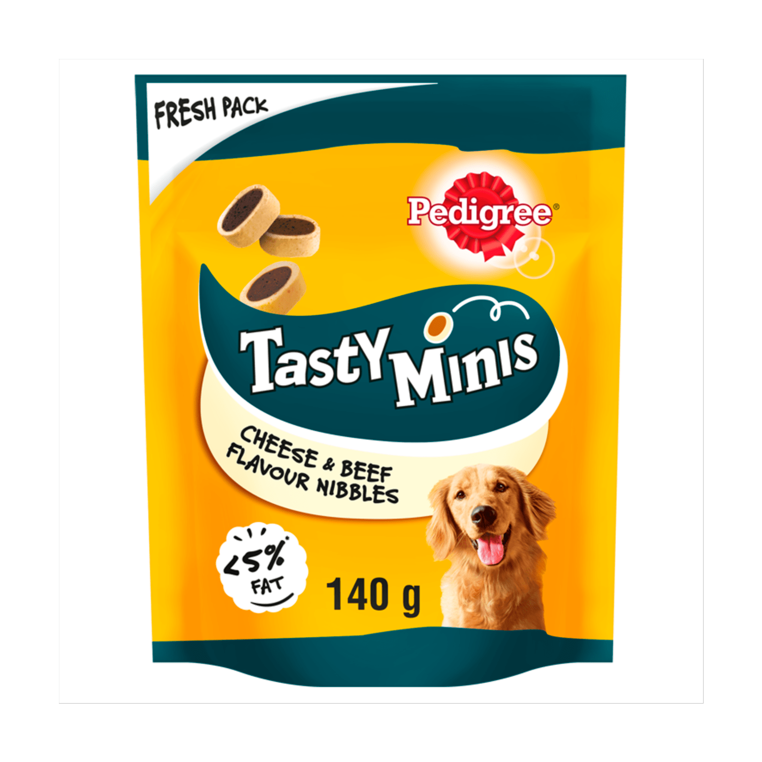 Pedigree Tasty Minis Adult Dog Treats Cheese & Beef Nibbles 140g - UK Food & Drink - 5998749125649