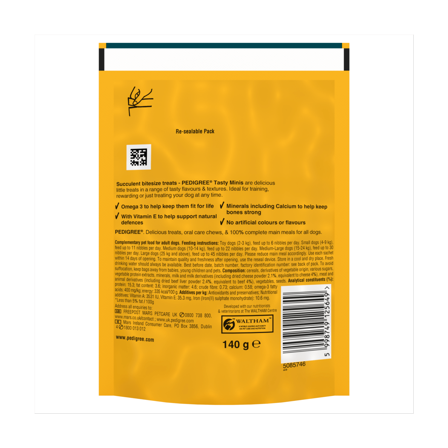 Pedigree Tasty Minis Adult Dog Treats Cheese & Beef Nibbles 140g - UK Food & Drink - 5998749125649