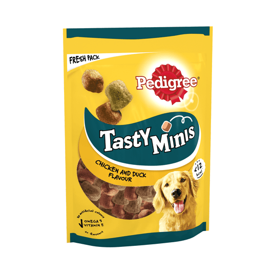 Pedigree Tasty Minis Adult Dog Treats Chicken & Duck Chewy Cubes 130g - UK Food & Drink - 5998749125564