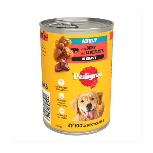 PEDIGREE¬Æ Adult Wet Dog Food Chunks in Gravy with Beef 400g Can - UK Food & Drink - 5000166032223