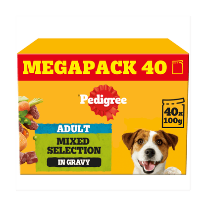 PEDIGREE¬Æ Adult Wet Dog Food Mixed in Gravy 40 x 100g Mega Pack Pouch - UK Food & Drink - 5900951267857