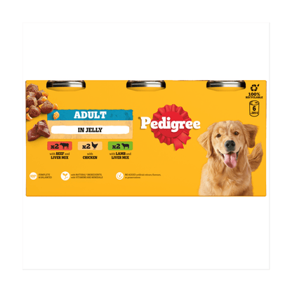 PEDIGREE¬Æ Adult Wet Dog Food Mixed Selection Chunks in Jelly 6 x 385g Can - UK Food & Drink - 5000166123747