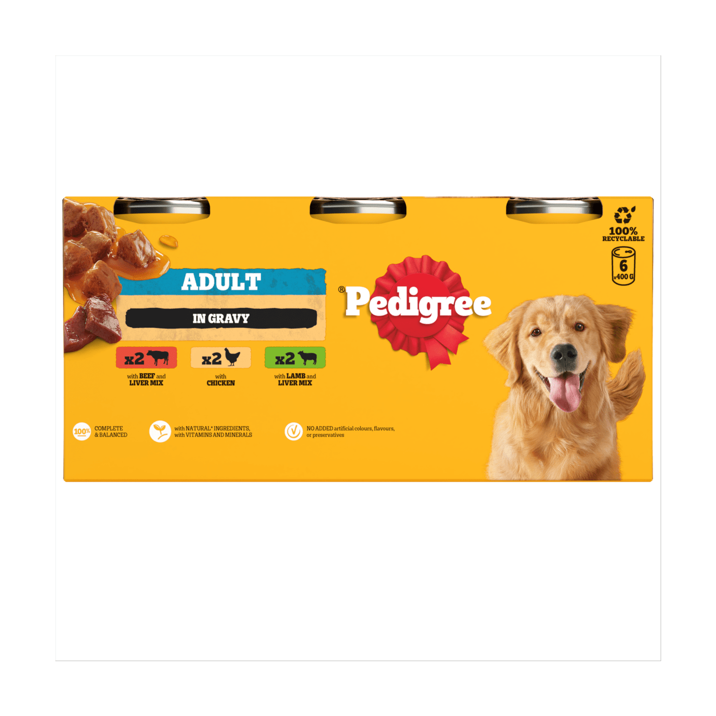 PEDIGREE¬Æ Adult Wet Dog Food Mixed Selection in Gravy 6 x 400g Can - UK Food & Drink - 5000166061643