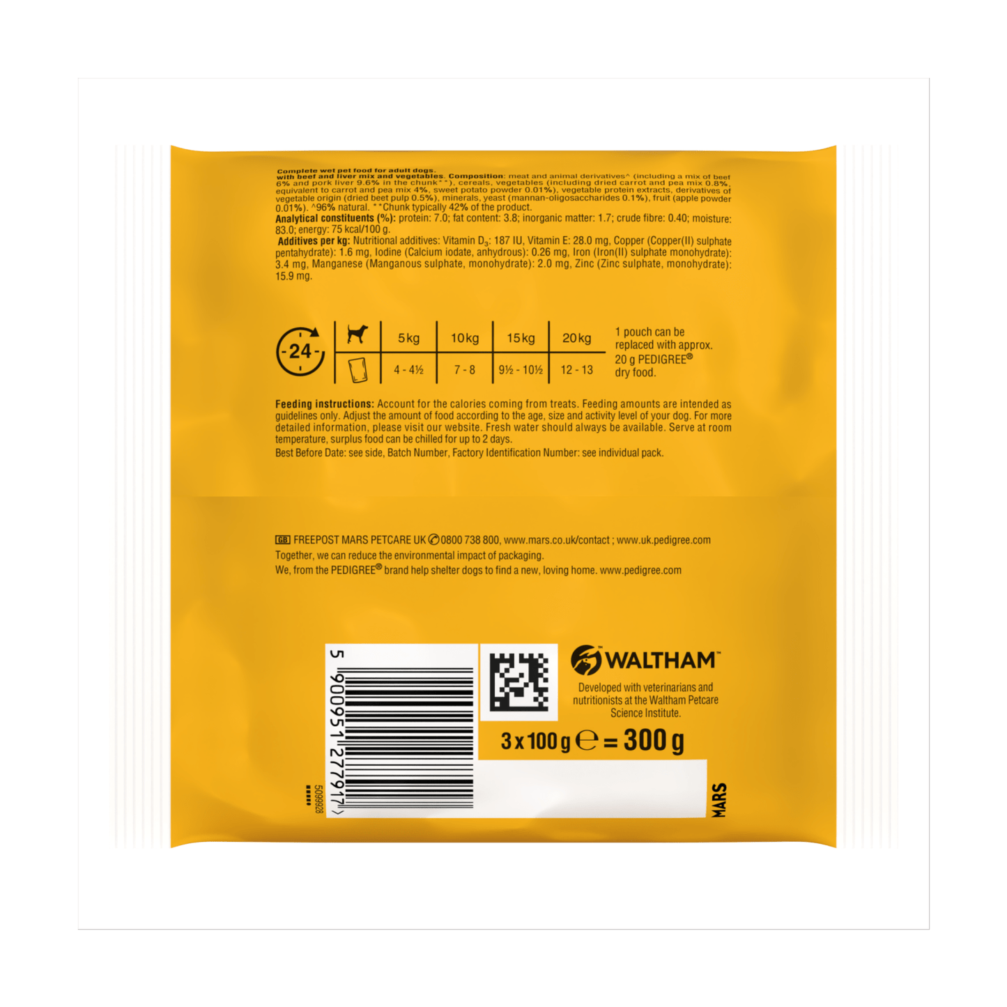 PEDIGREE¬Æ Adult Wet Dog Food with Beef & Liver Mix in Gravy 3 x 100g Pouch - UK Food & Drink - 5900951277917