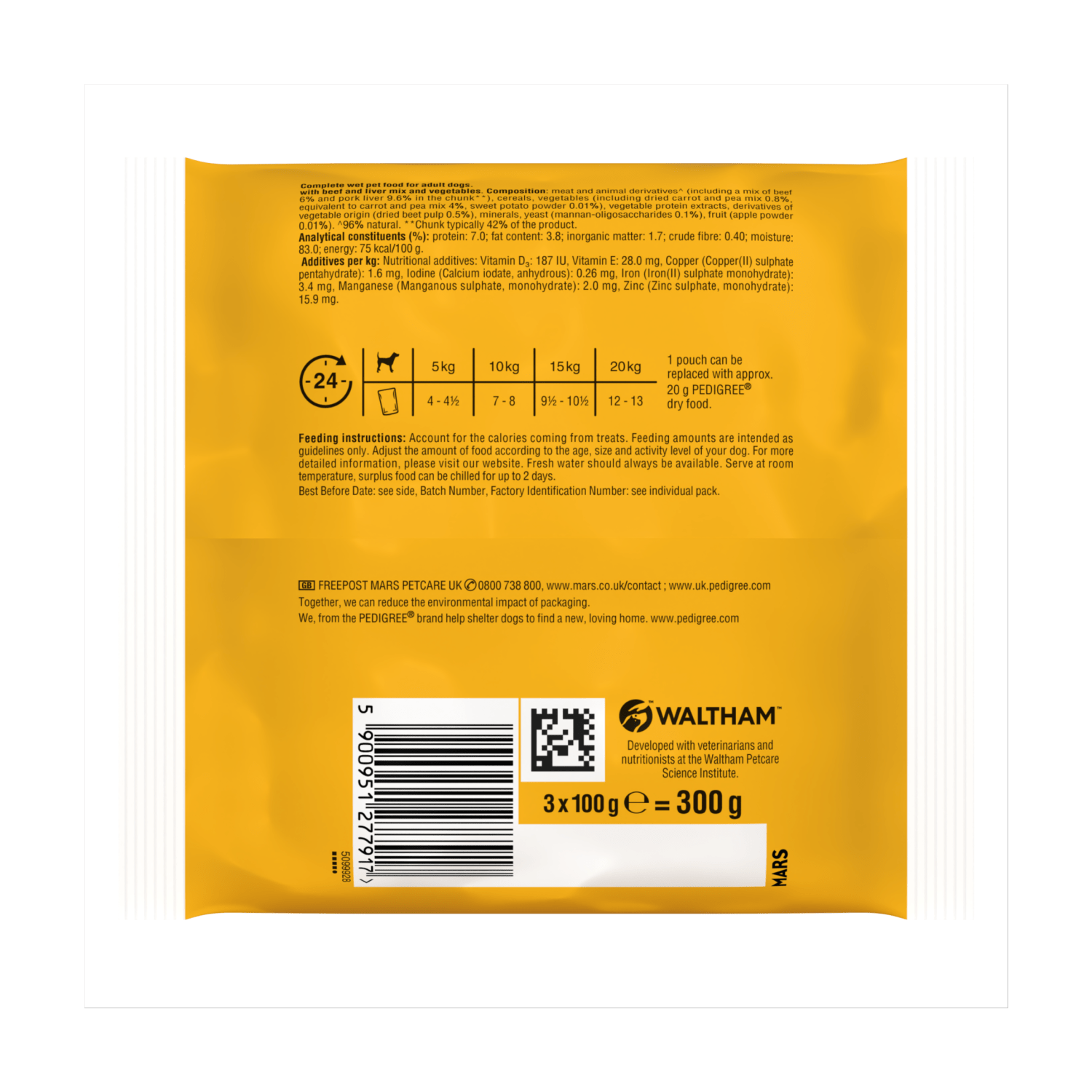 PEDIGREE¬Æ Adult Wet Dog Food with Beef & Liver Mix in Gravy 3 x 100g Pouch - UK Food & Drink - 5900951277917