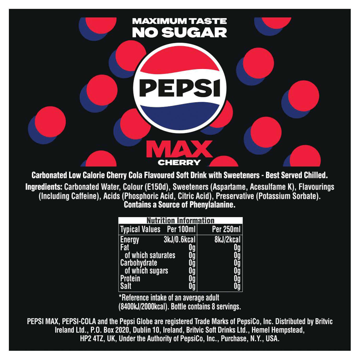 Pepsi Max Cherry 1.25 Litres - UK Food & Drink - 4060800178015