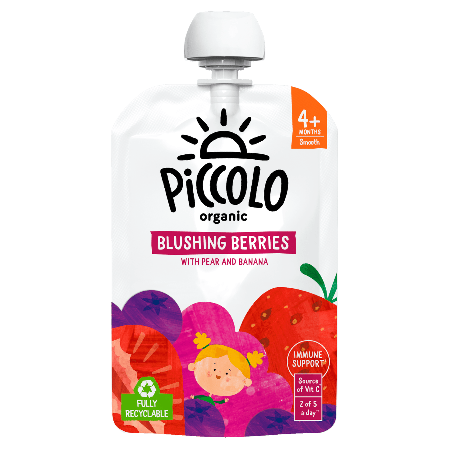 Piccolo Organic Blushing Berries Smooth 4+ Months 100g - UK Food & Drink - 5060452490281