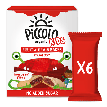 Piccolo Organic Kids Fruit & Grain Bakes Strawberry Bars 6 x 22g (132g) - UK Food & Drink - 5060452492469