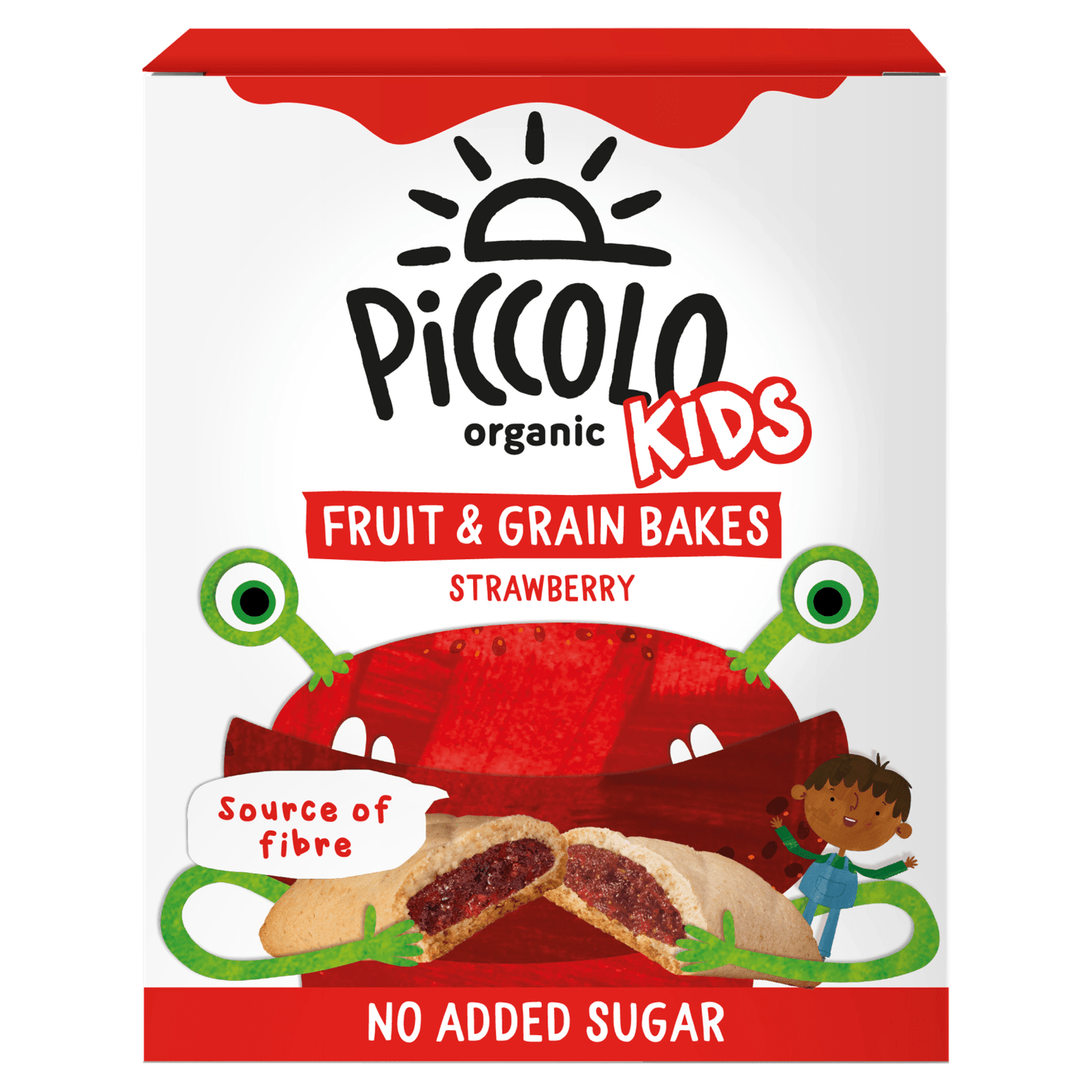 Piccolo Organic Kids Fruit & Grain Bakes Strawberry Bars 6 x 22g (132g) - UK Food & Drink - 5060452492469