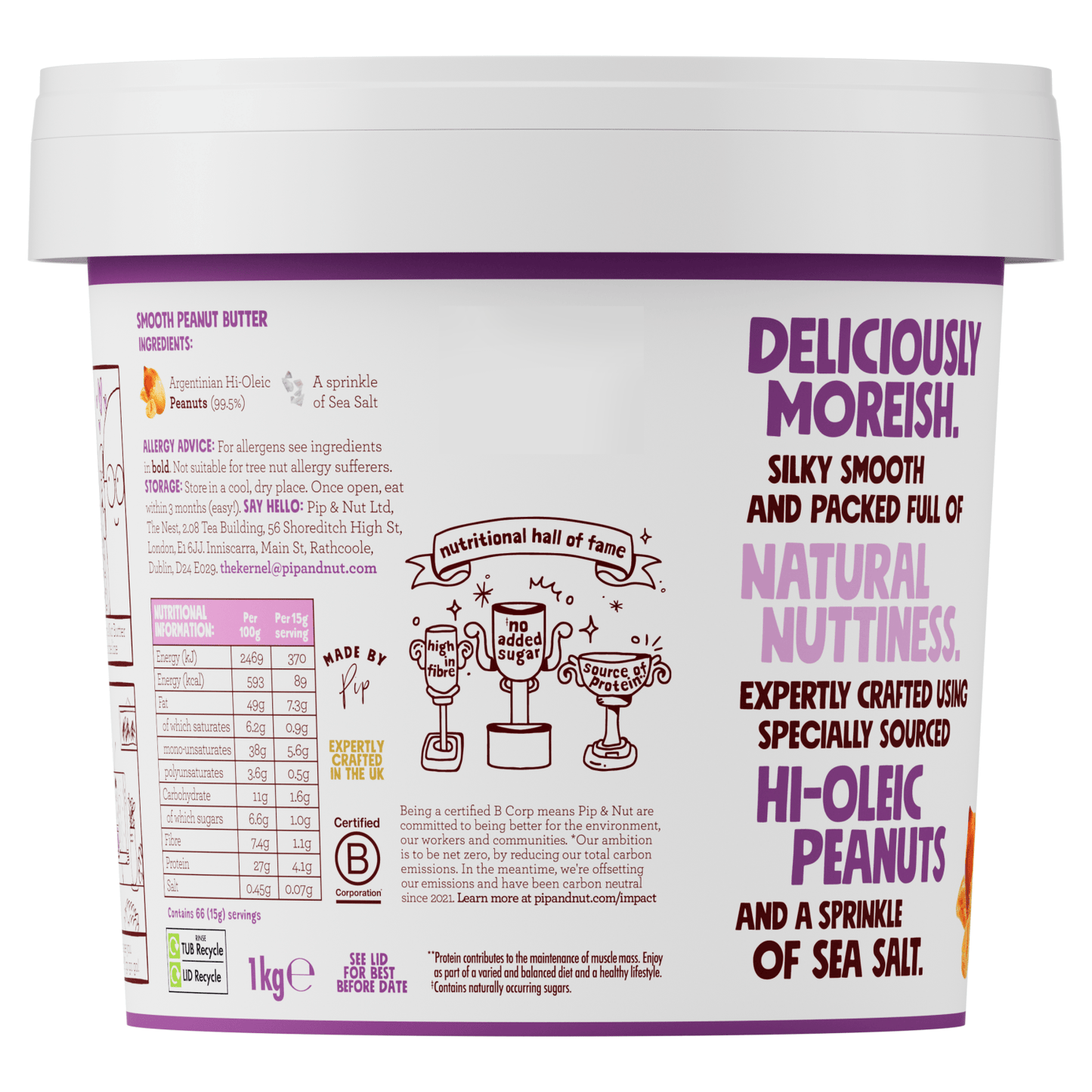 Pip & Nut Smooth Peanut Butter 1kg - UK Food & Drink - 5060367180383