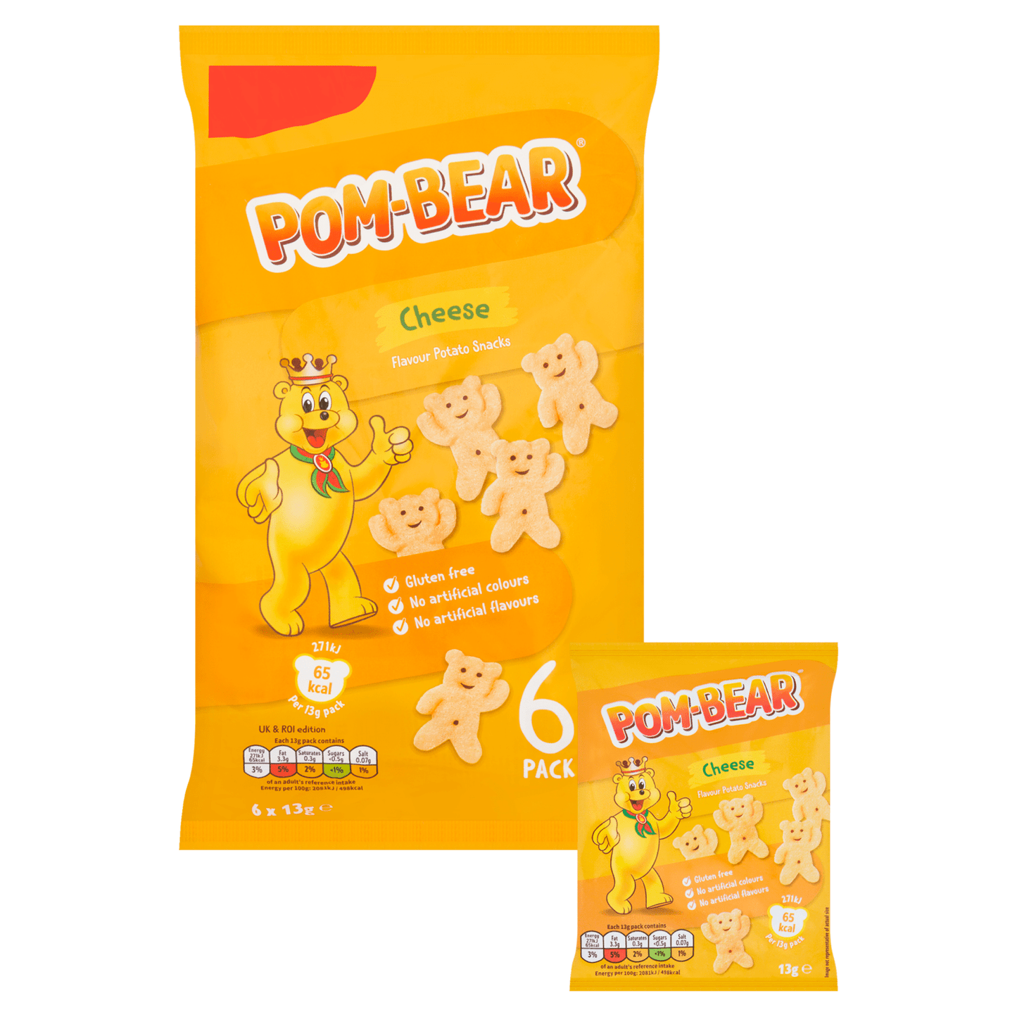 Pom - Bear Cheese Flavour Potato Snacks 6 x 13g - UK Food & Drink - 5000237204795