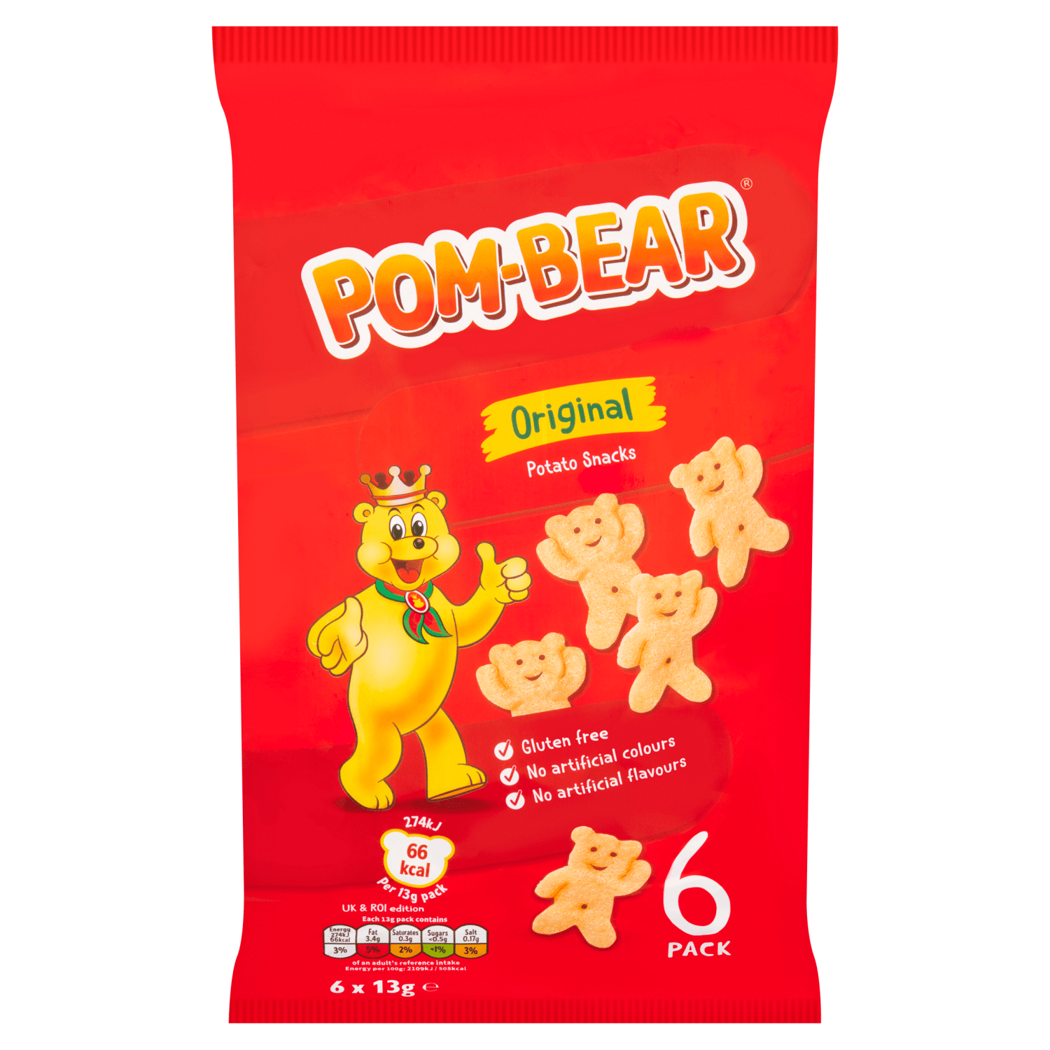 Pom - Bear Original Potato Snacks 6 x 13g - UK Food & Drink - 5000237130612