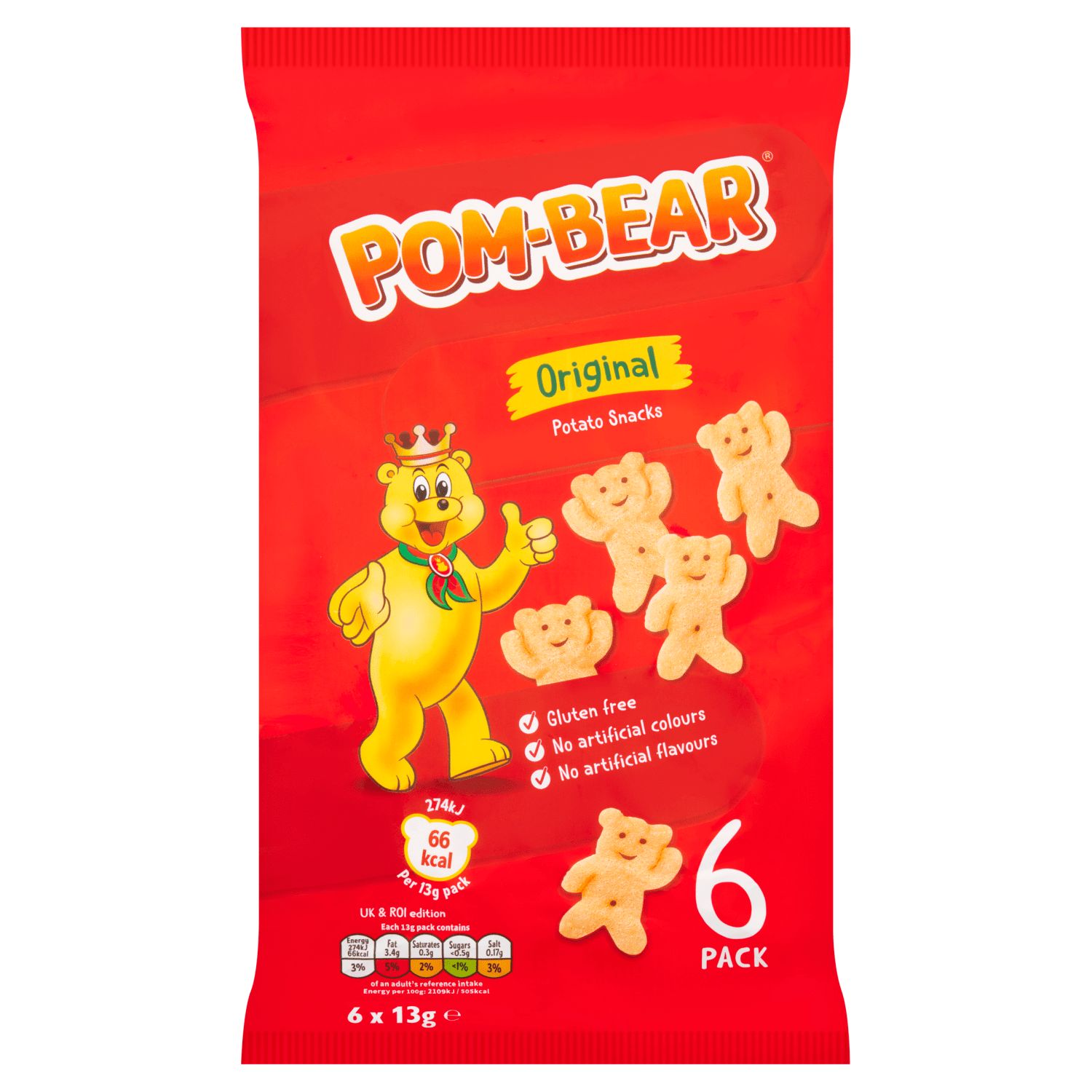 Pom - Bear Original Potato Snacks 6 x 13g - UK Food & Drink - 5000237130612