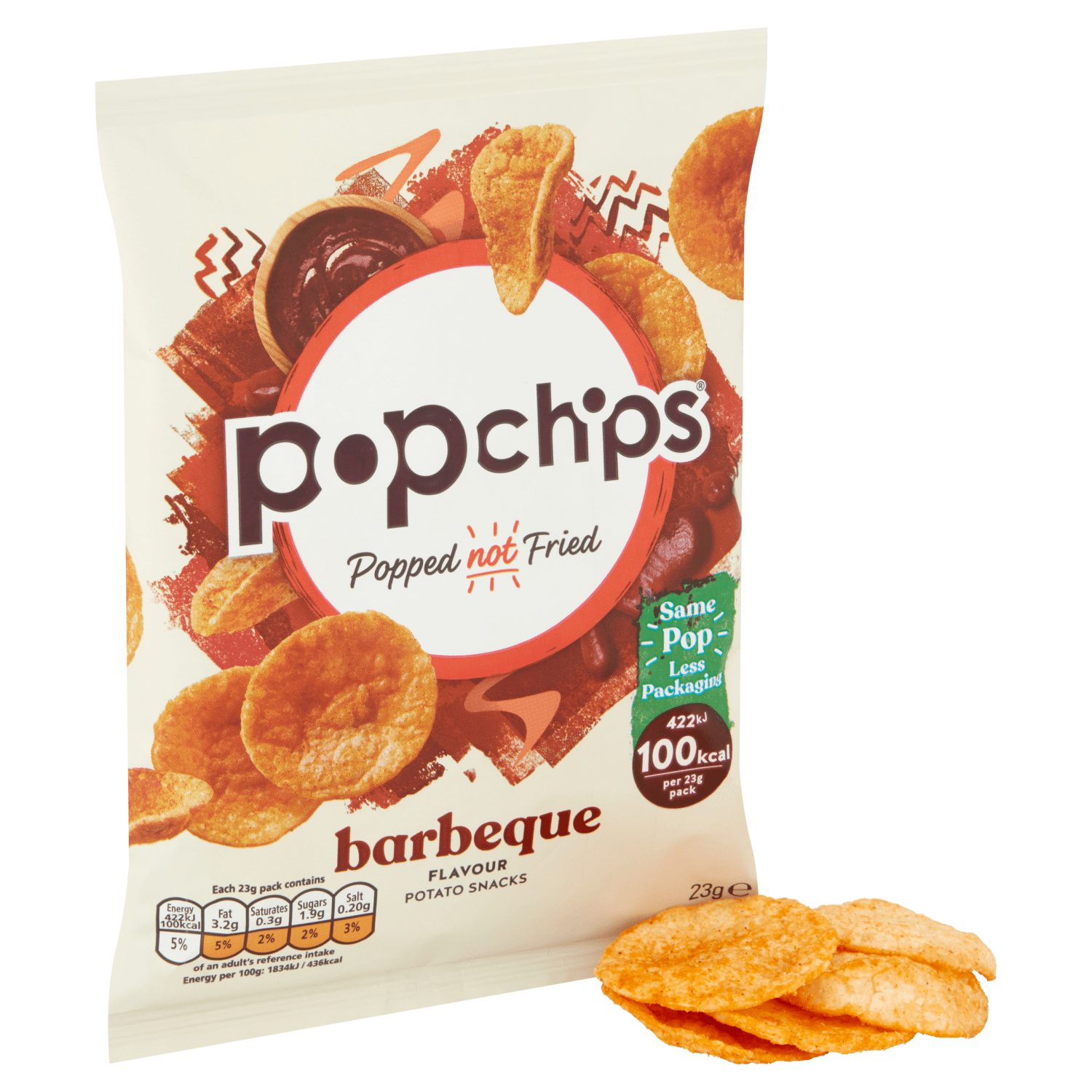 Popchips Barbeque Flavour Potato Snacks 23g - UK Food & Drink - 5060292302201