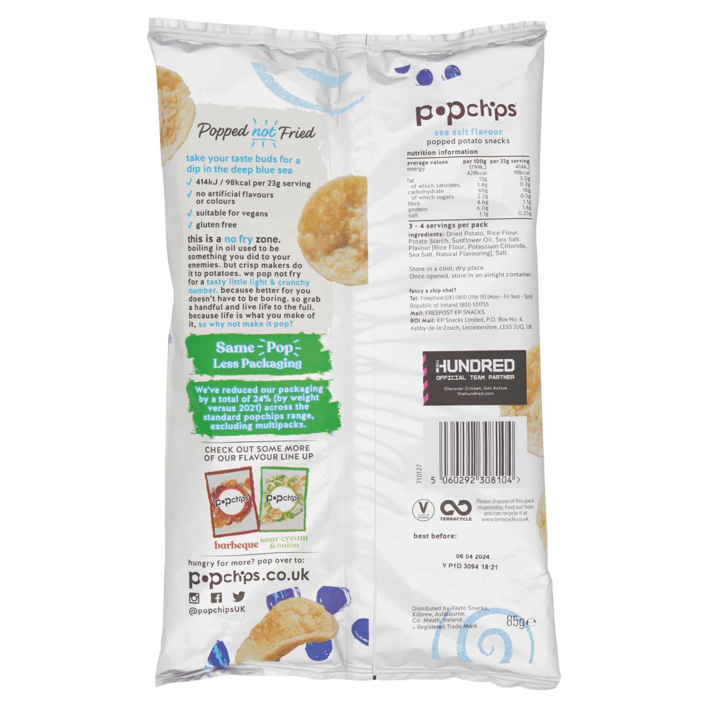 Popchips Sea Salt Flavour Potato Snacks 85g - UK Food & Drink - 5060292308104