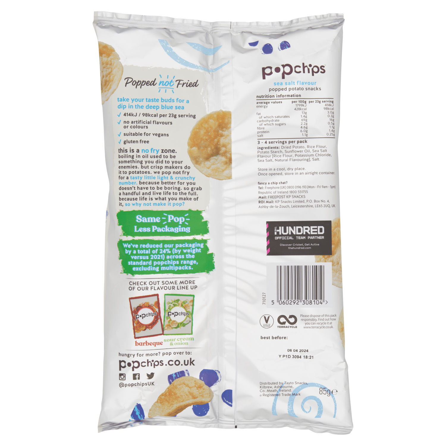 Popchips Sea Salt Flavour Potato Snacks 85g - UK Food & Drink - 5060292308104
