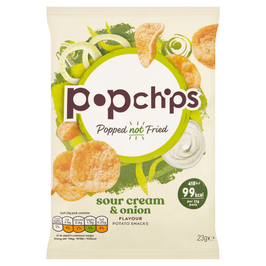 Popchips Sour Cream & Onion Flavour Potato Snacks 23g - UK Food & Drink - 5060292302706