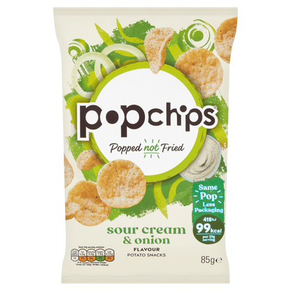 Popchips Sour Cream & Onion Flavour Potato Snacks 85g - UK Food & Drink - 5060292308708