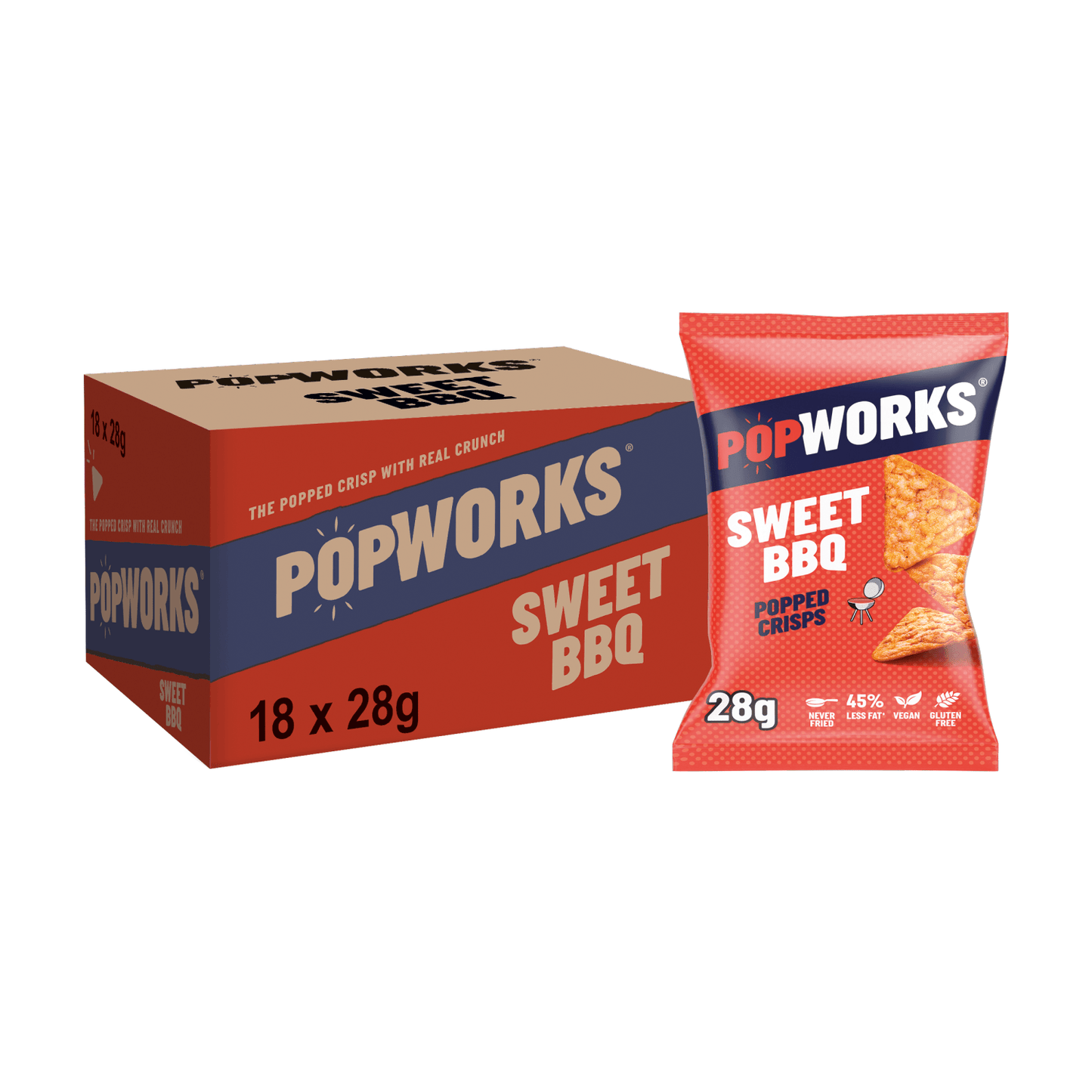 Popworks Sweet Barbecue Grab Bag Popped Crisps 28g - UK Food & Drink - 5000328015644