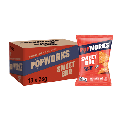 Popworks Sweet Barbecue Grab Bag Popped Crisps 28g - UK Food & Drink - 5000328015644