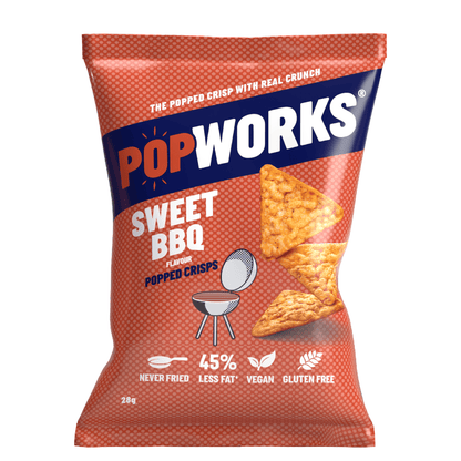Popworks Sweet Barbecue Grab Bag Popped Crisps 28g - UK Food & Drink - 5000328015644
