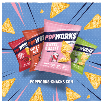 Popworks Sweet Barbecue Grab Bag Popped Crisps 28g - UK Food & Drink - 5000328015644