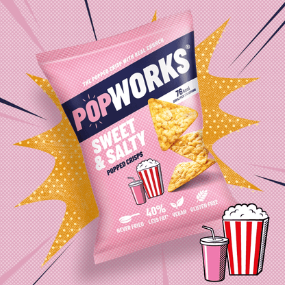 Popworks Sweet & Salty Sharing Bag Popped Crisps 85g - UK Food & Drink - 5000328015552