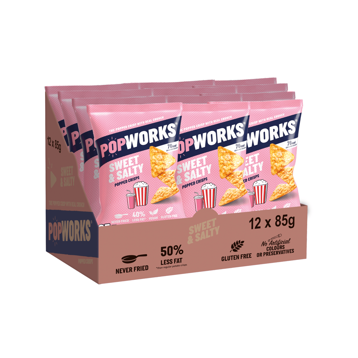 Popworks Sweet & Salty Sharing Bag Popped Crisps 85g - UK Food & Drink - 5000328015552
