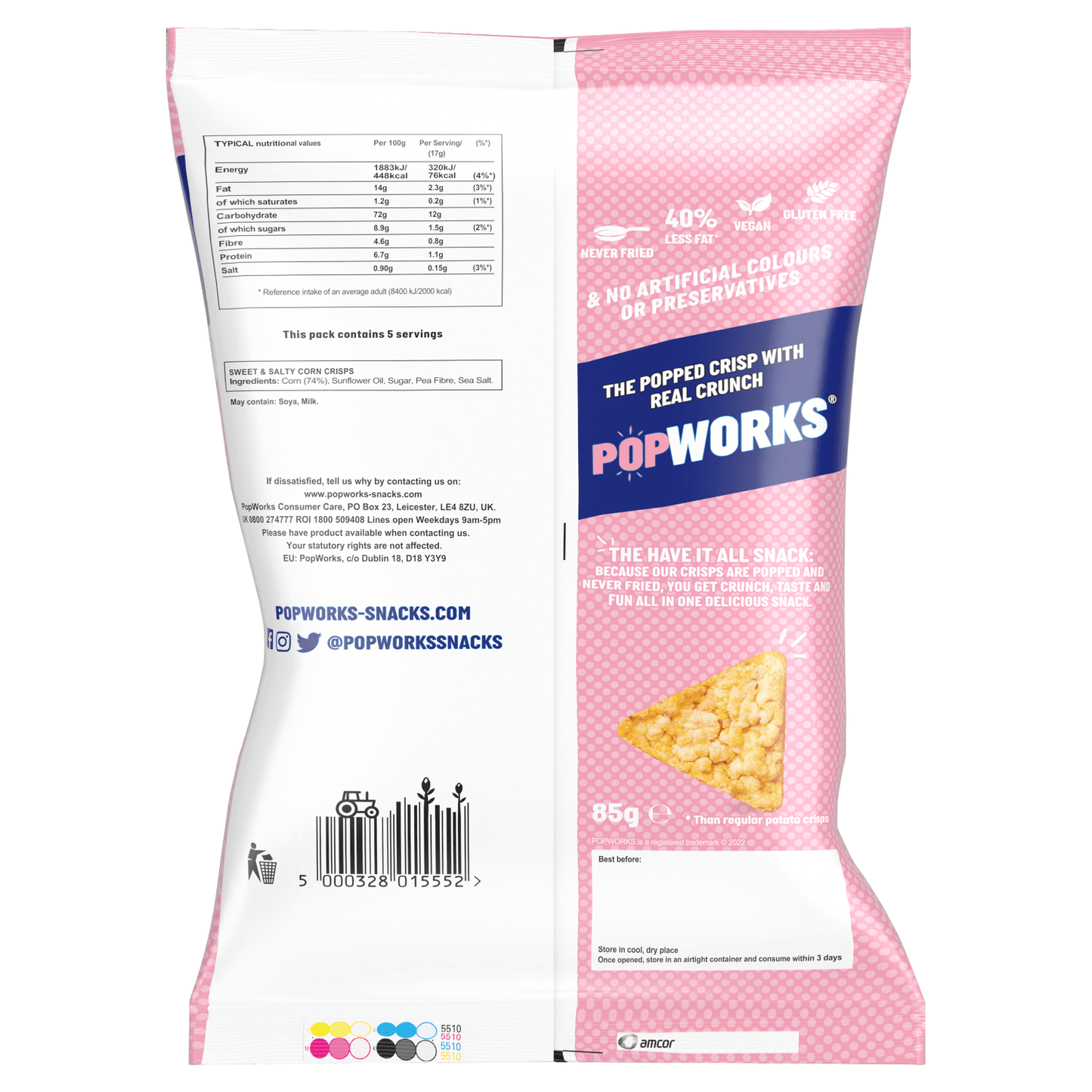 Popworks Sweet & Salty Sharing Bag Popped Crisps 85g - UK Food & Drink - 5000328015552