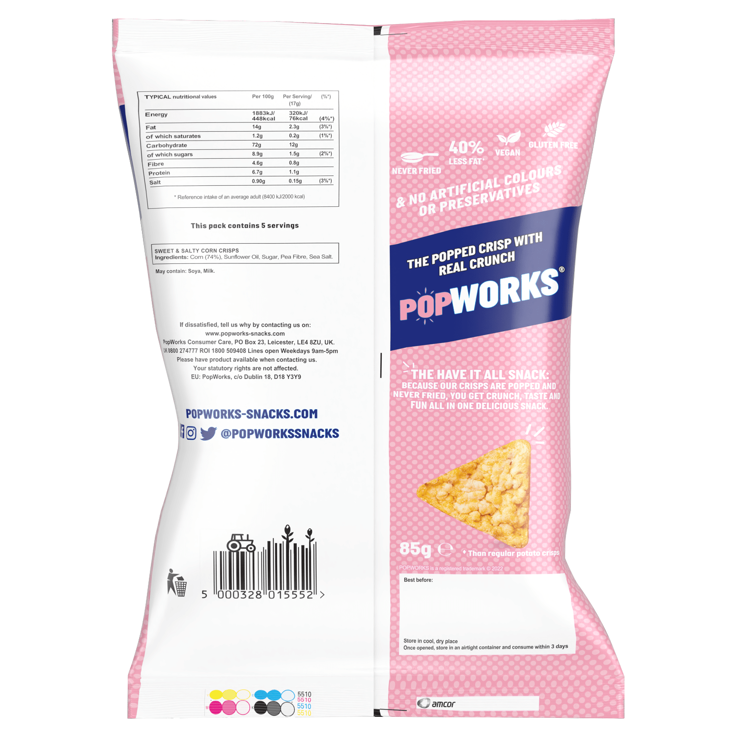 Popworks Sweet & Salty Sharing Bag Popped Crisps 85g - UK Food & Drink - 5000328015552