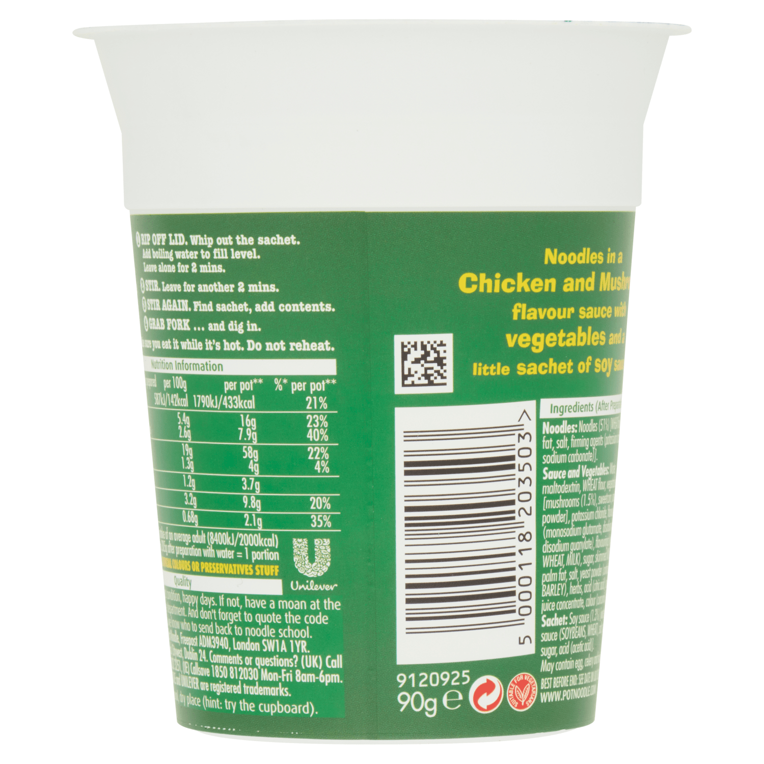 Pot Noodle Chicken & Mushroom Flavour 90g - UK Food & Drink - 5000118203503
