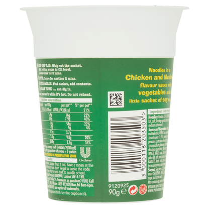 Pot Noodle Chicken & Mushroom Flavour 90g - UK Food & Drink - 5000118203503