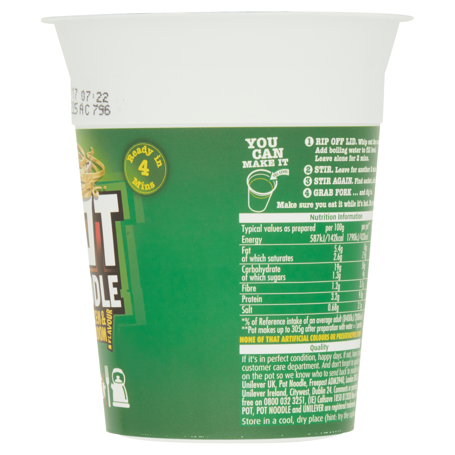 Pot Noodle Chicken & Mushroom Flavour 90g - UK Food & Drink - 5000118203503