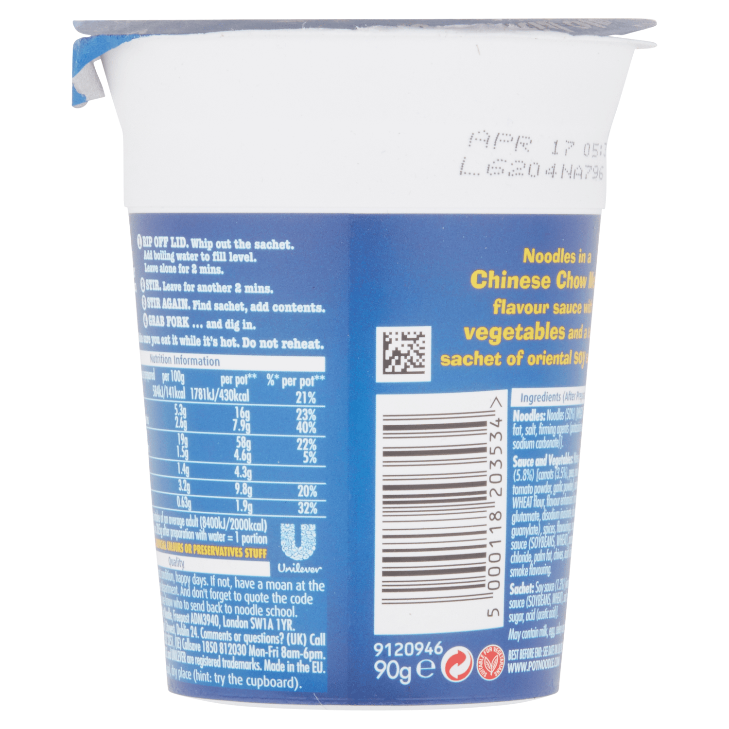 Pot Noodle Chinese Chow Mein Flavour 90g - UK Food & Drink - 5000118203534