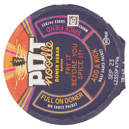 Pot Noodle Doner Kebab Vegetarian Standard Pot Quick to Make Noodles 90g - UK Food & Drink - 8720182443878