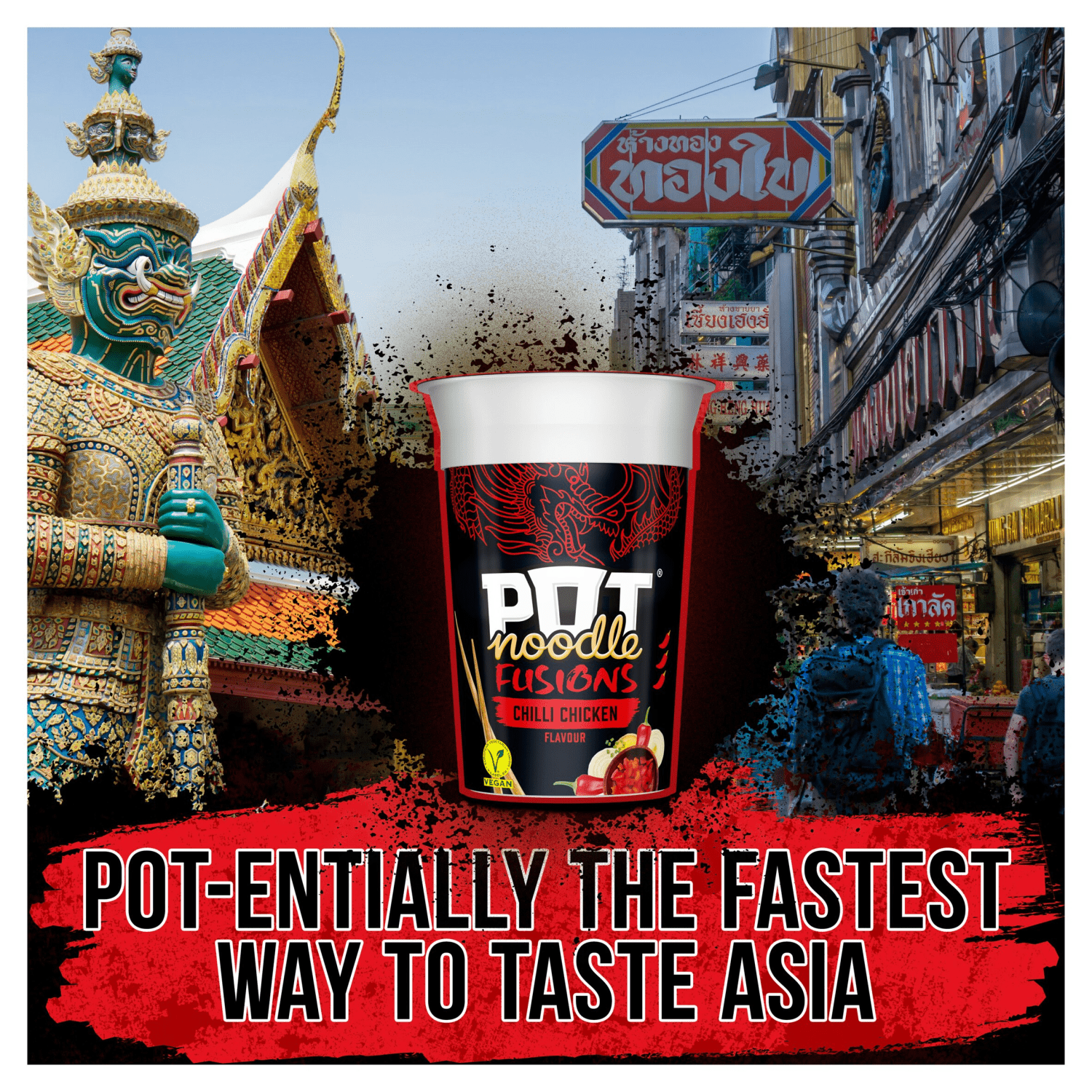 Pot Noodle Fusions Instant Snack Chilli Chicken 100 g - UK Food & Drink - 8720182064387