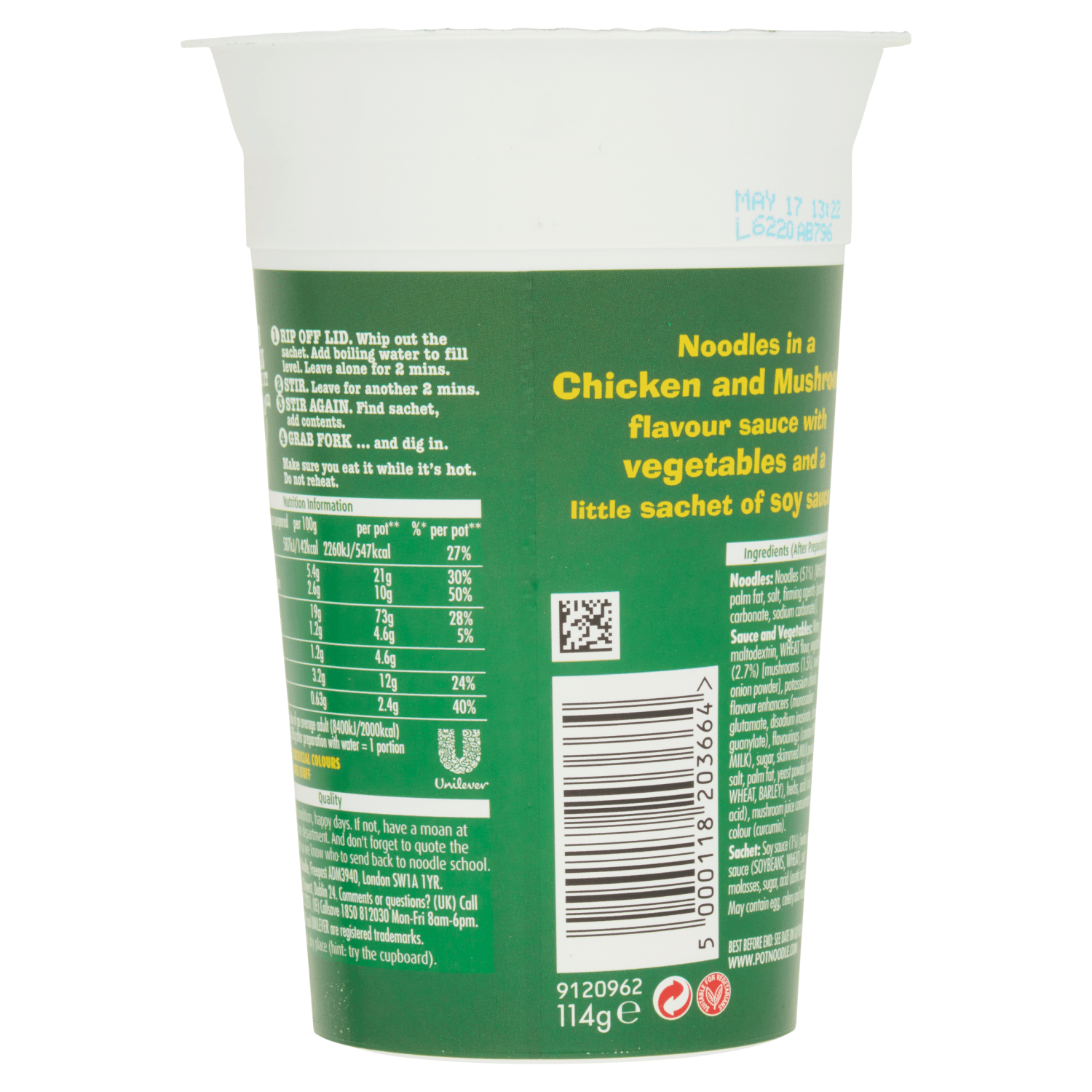 Pot Noodle King Chicken & Mushroom Flavour 114g - UK Food & Drink - 5000118203664