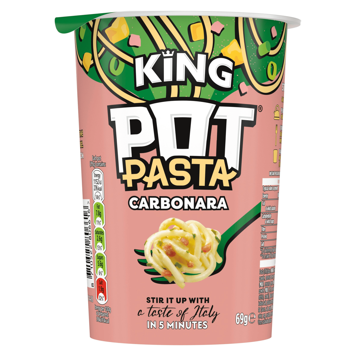 Pot Pasta King instant hot snack Creamy Carbonara 69 g - UK Food & Drink - 8710522806616