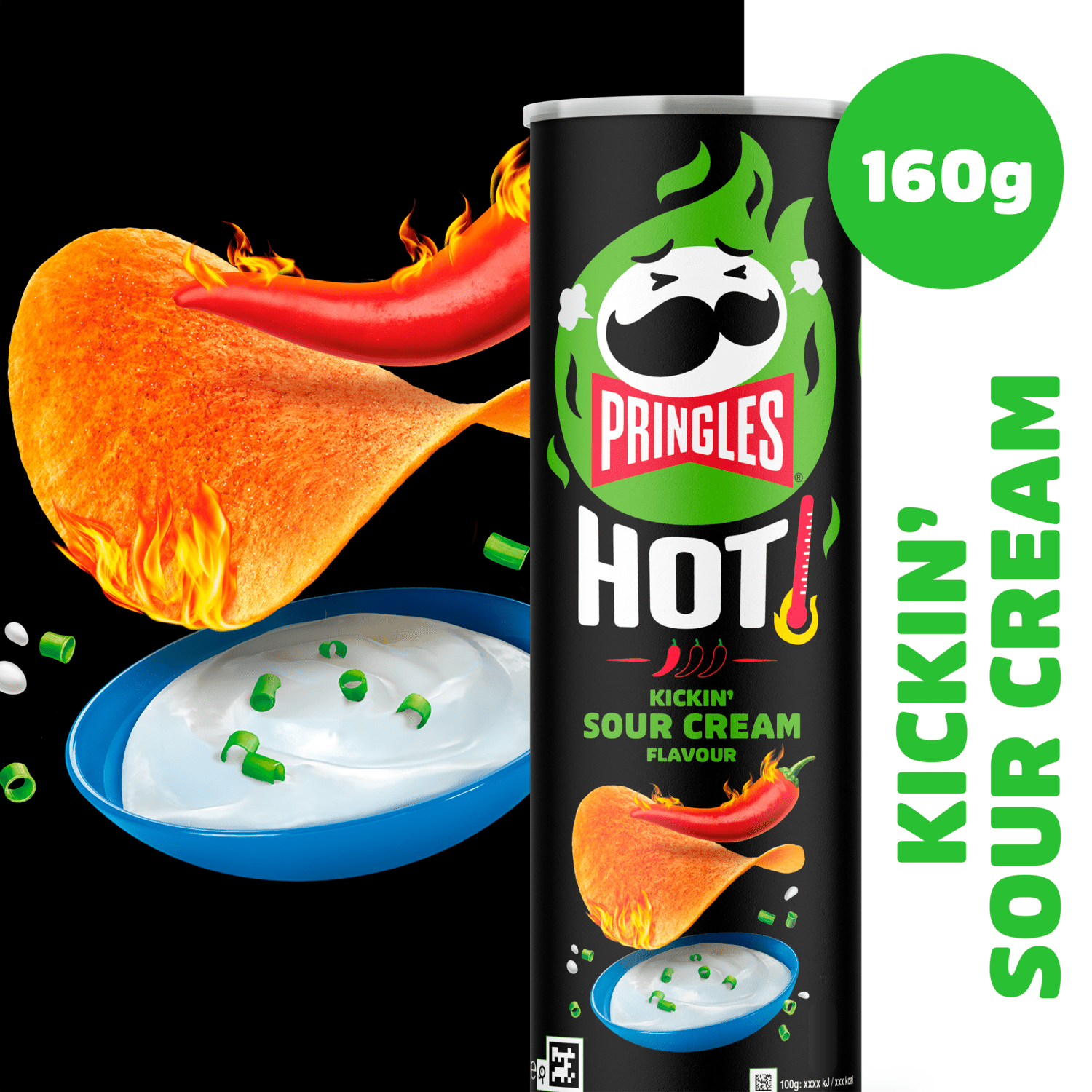 Pringles Hot Kickin Sour Cream Flavour 160g - UK Food & Drink - 5053990175826