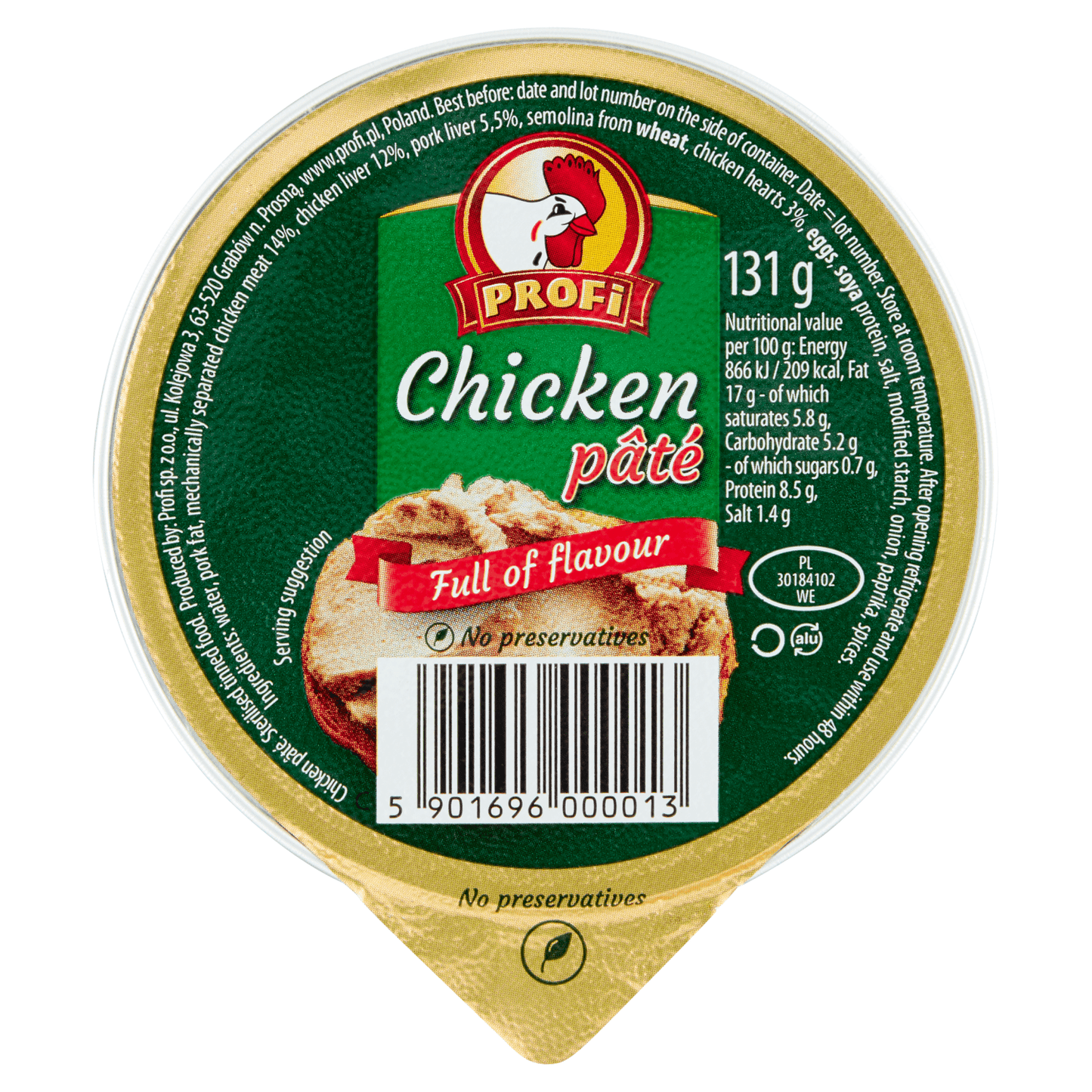 Profi Chicken Pate 131g - UK Food & Drink - 5901696000013