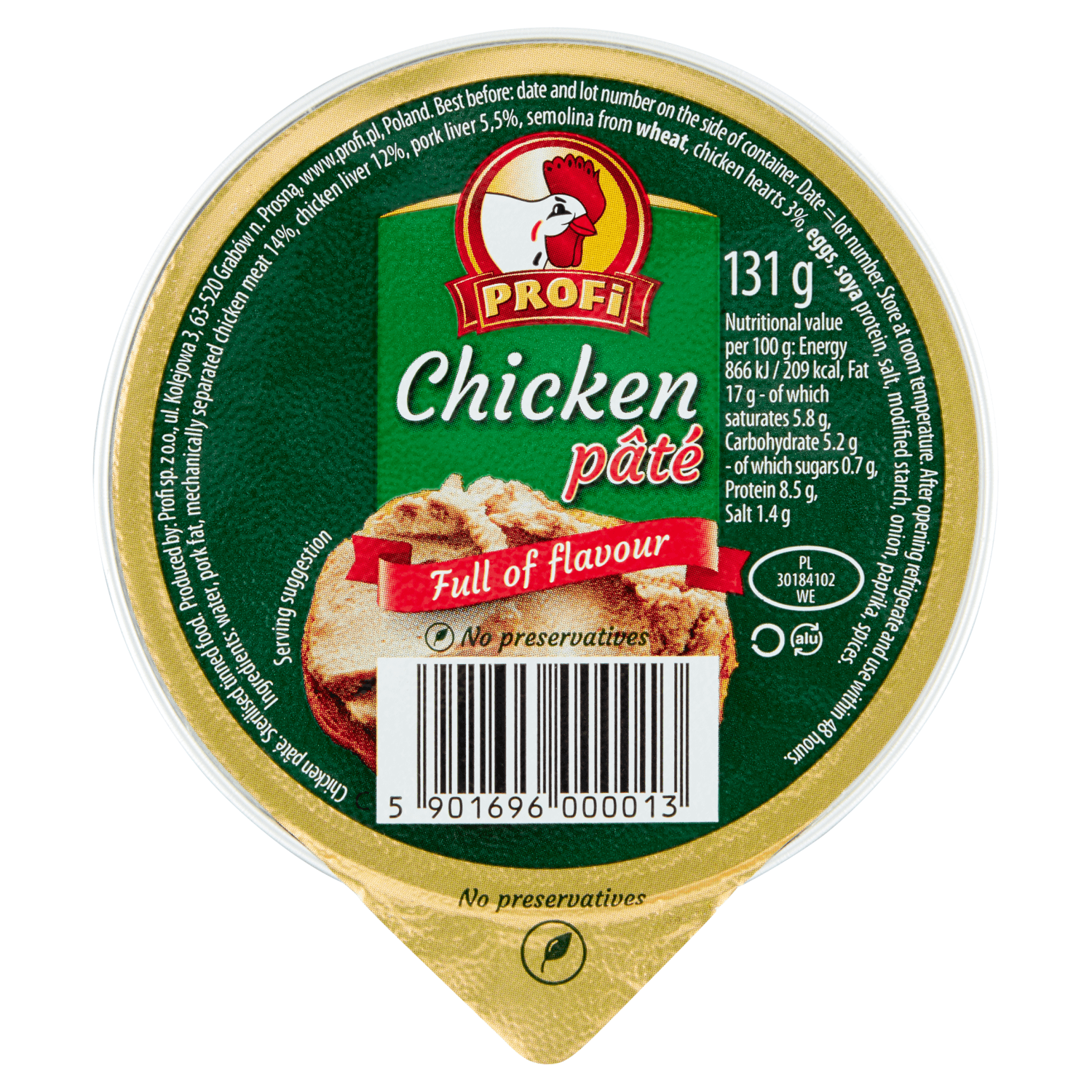 Profi Chicken Pate 131g - UK Food & Drink - 5901696000013