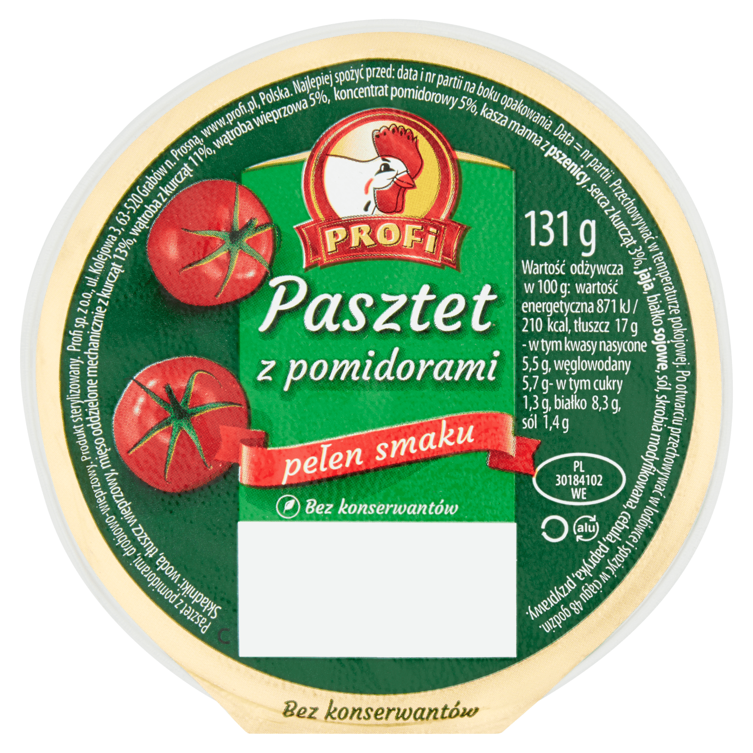 Profi Chicken Pate with Tomatoes 131g - UK Food & Drink - 5901696000051