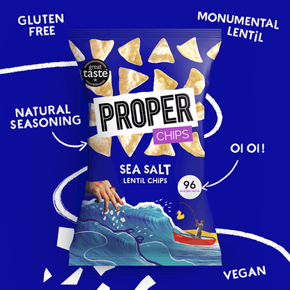 PROPERCHIPS Sea Salt Lentil Chips 85g - UK Food & Drink - 5060283762199
