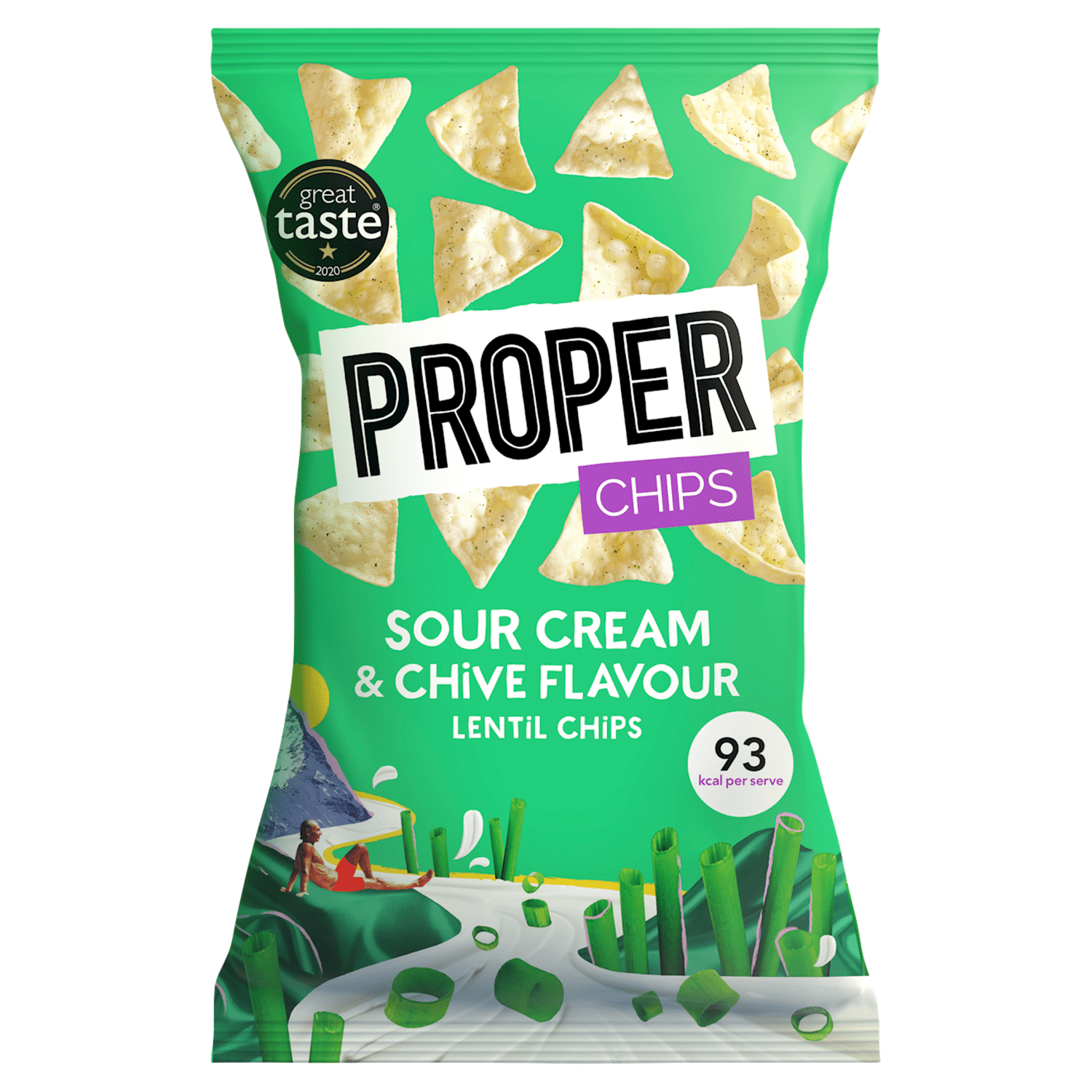 PROPERCHIPS Sour Cream & Chive Flavour Lentil Chips 85g - UK Food & Drink - 5060283762229