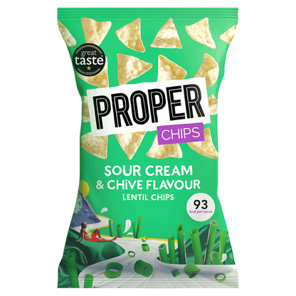 PROPERCHIPS Sour Cream & Chive Flavour Lentil Chips 85g - UK Food & Drink - 5060283762229