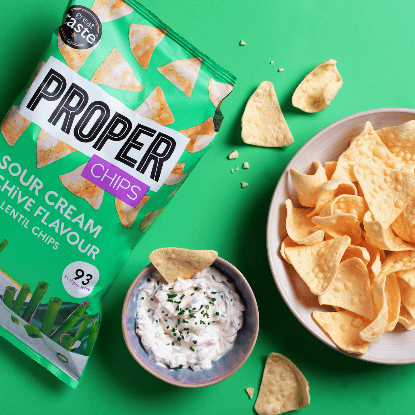 PROPERCHIPS Sour Cream & Chive Flavour Lentil Chips 85g - UK Food & Drink - 5060283762229