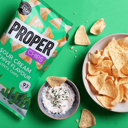 PROPERCHIPS Sour Cream & Chive Flavour Lentil Chips 85g - UK Food & Drink - 5060283762229