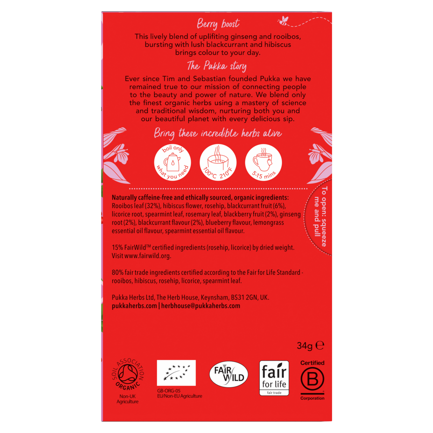 Pukka 20 Morning Berry Herbal Tea Sachets 34g - UK Food & Drink - 5060519148711