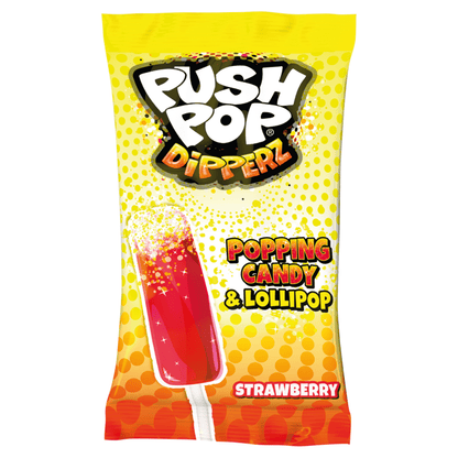 Push Pop Dipperz Popping Candy & Lollipop Strawberry 12g - UK Food & Drink - 5011053024559